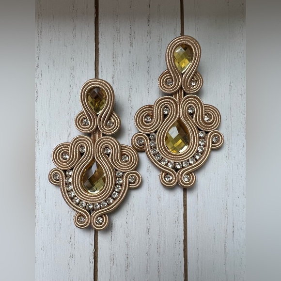 Elegant Oversized Statement Earrings - Wedding Glam Earrings - Prom Earrings - Picture 4 of 9